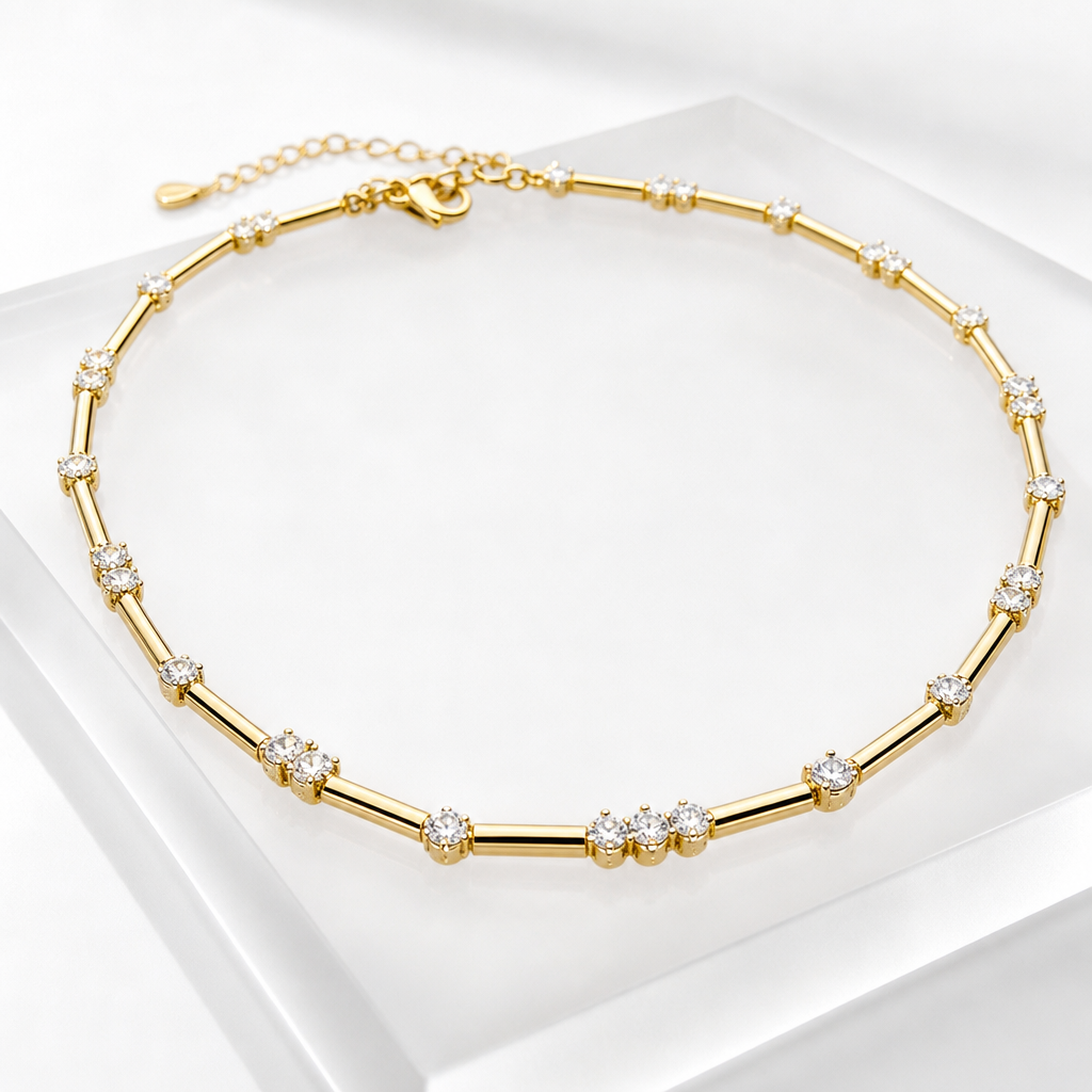 Geometric Zircon Bamboo Choker