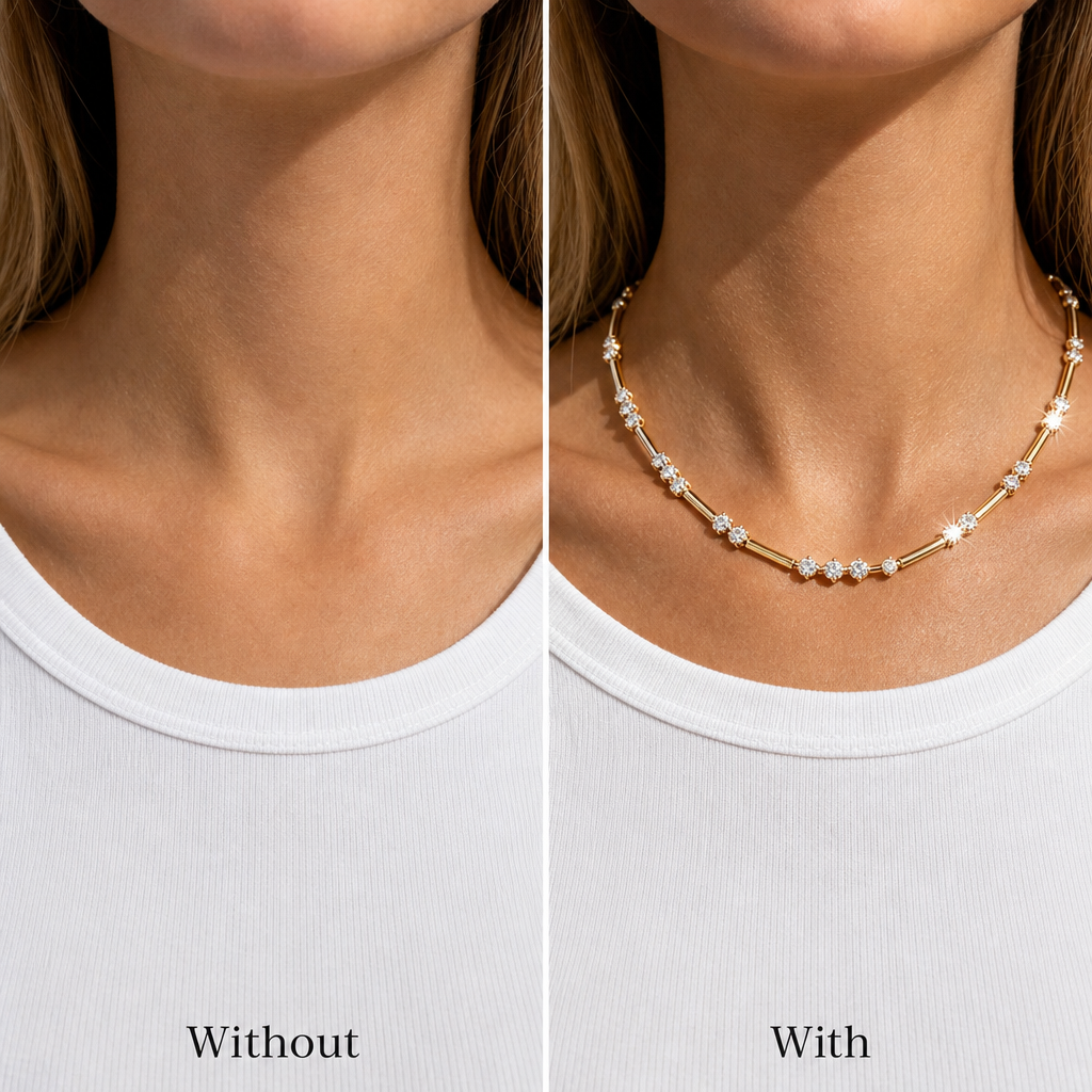 Geometric Zircon Bamboo Choker