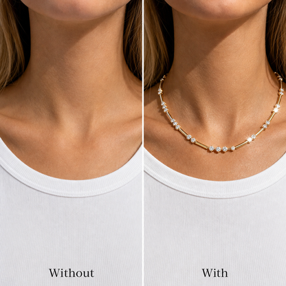Geometric Zircon Bamboo Choker